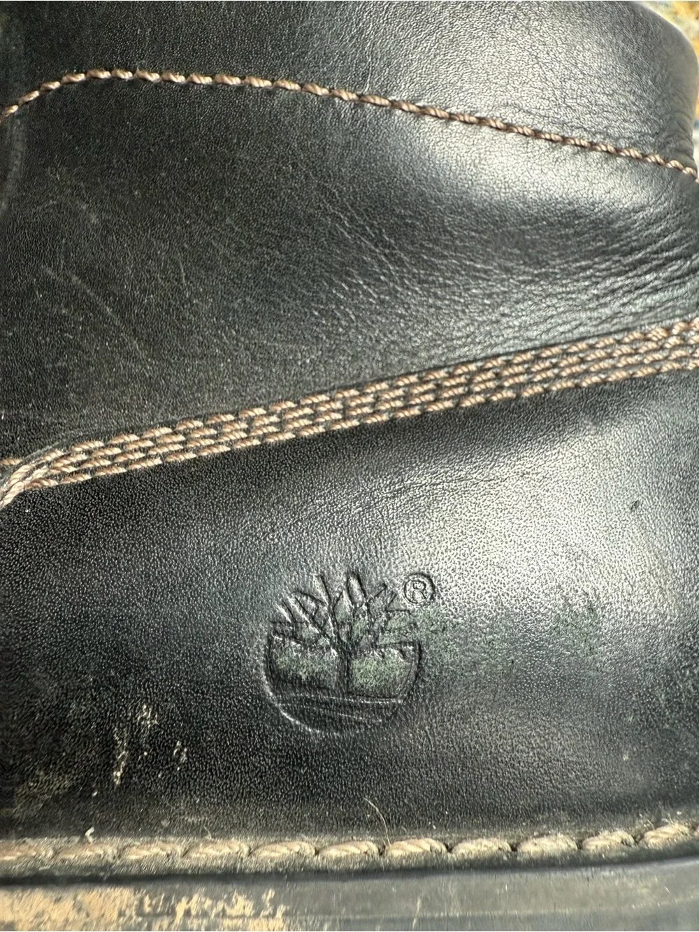 Timberland Black Leather Lace-Up Work Boots